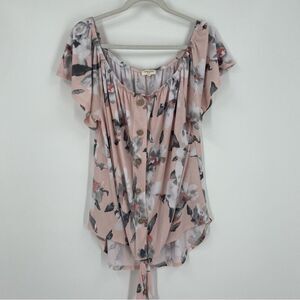 Sweet Lovely Women’s Off the Shoulders Tie Front Floral Blouse size 1XL